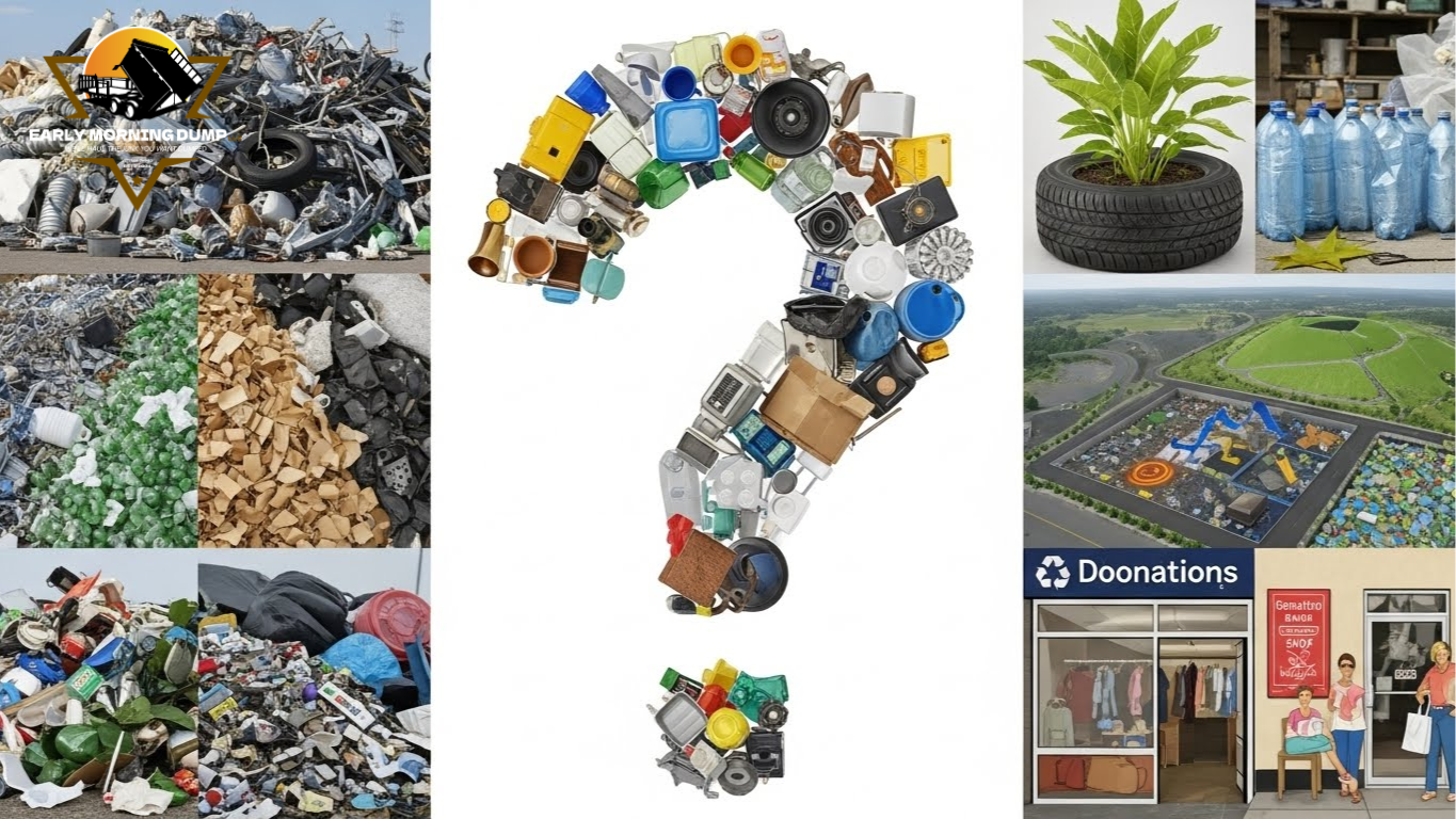 Junk removal process showing sorting and recycling after haul away